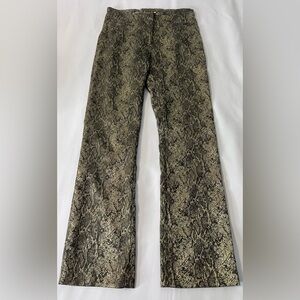 Vintage Shiny Black /Gold  Textured‎ Straight Leg Dress Pants VISAGE Royal Sz 4
